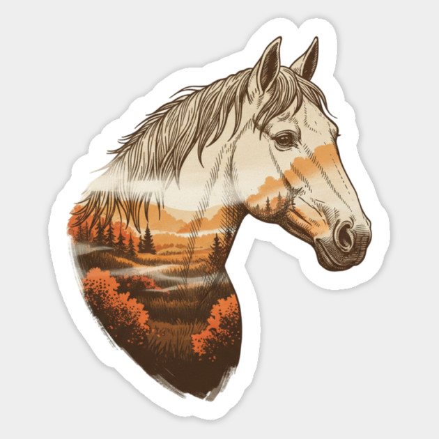 Wild Horse Lovers Double Exposure Nature Landscape Magnet by BirdsnStuff