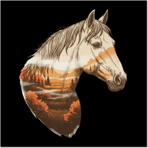 Wild Horse Lovers Double Exposure Nature Landscape Wall Art by BirdsnStuff