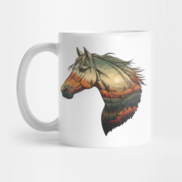 Double Exposure Grasslands Autumn Wild Horse Lovers Art by BirdsnStuff
