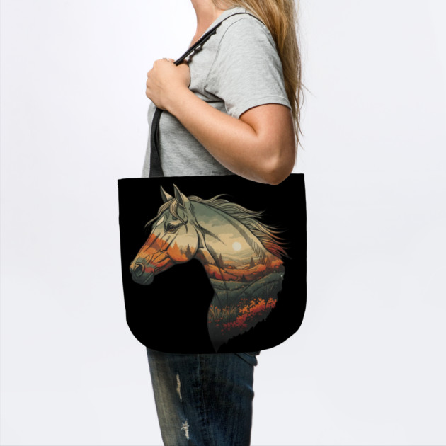 Double Exposure Grasslands Autumn Wild Horse Lovers Art by BirdsnStuff