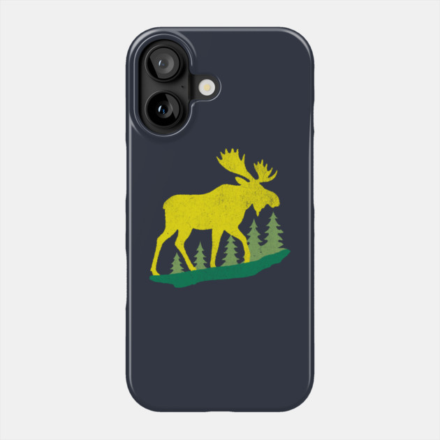 Golden Moose in Pines – Minimal Wildlife Design Phone Case by DonWillisJrArt