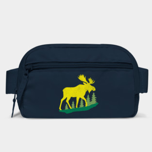 Golden Moose in Pines – Minimal Wildlife Design Bag