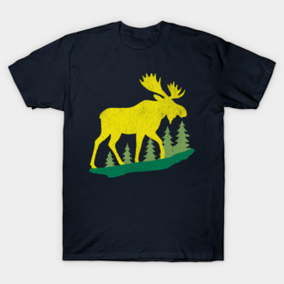 Golden Moose in Pines – Minimal Wildlife Design T-Shirt