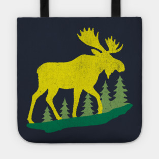 Golden Moose in Pines – Minimal Wildlife Design Tote
