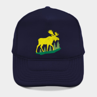 Golden Moose in Pines – Minimal Wildlife Design Hat