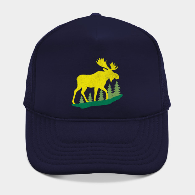 Golden Moose in Pines – Minimal Wildlife Design by DonWillisJrArt