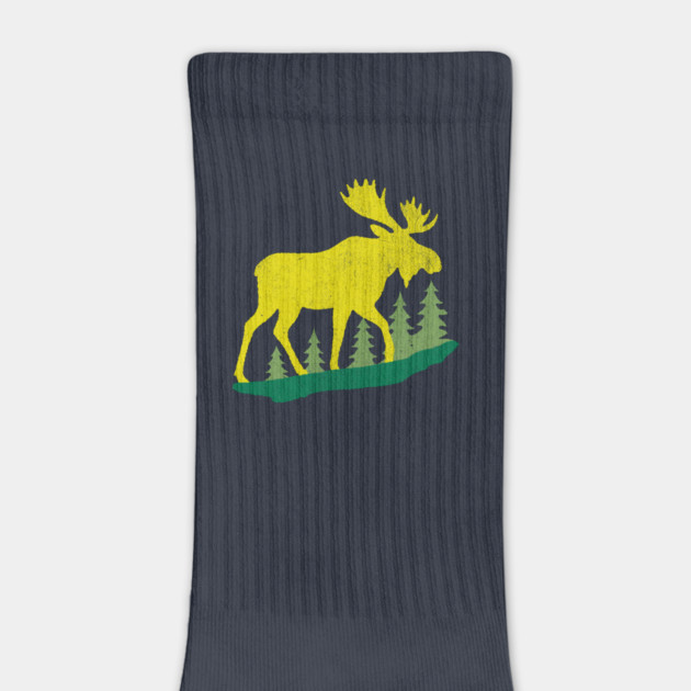 Golden Moose in Pines – Minimal Wildlife Design by DonWillisJrArt