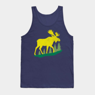Golden Moose in Pines – Minimal Wildlife Design Tank Top