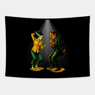 Pulp Frankenstein Halloween Showdown Tapestry
