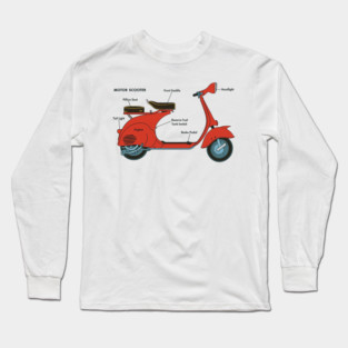 Vintage Motor Scooter Diagram Long Sleeve T-Shirt