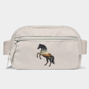 Double Exposure Wild Horse Autumn Plains Landscape Bag