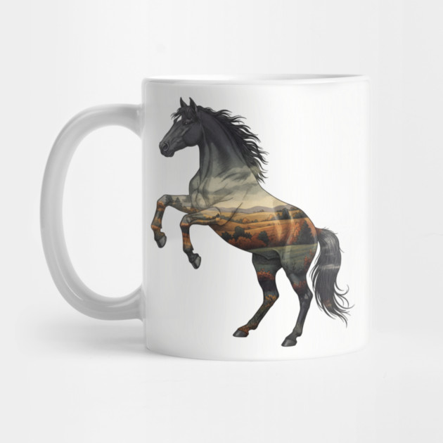 Double Exposure Wild Horse Autumn Plains Landscape by BirdsnStuff