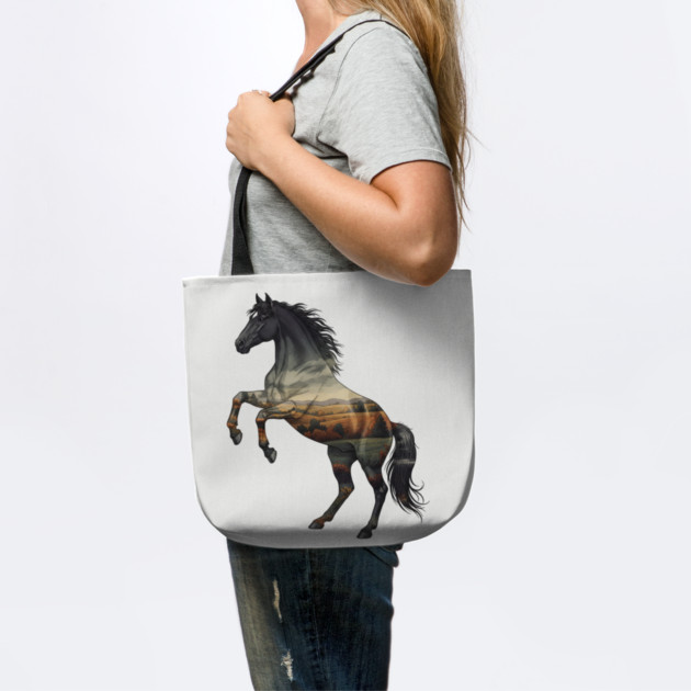 Double Exposure Wild Horse Autumn Plains Landscape by BirdsnStuff