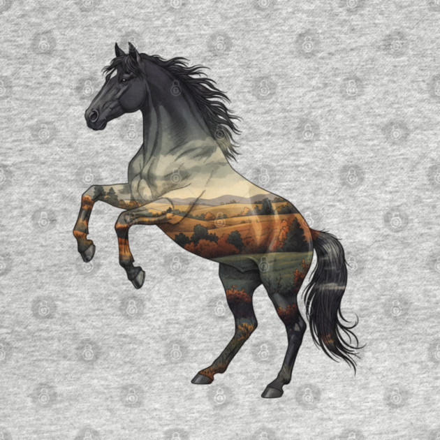 Double Exposure Wild Horse Autumn Plains Landscape by BirdsnStuff