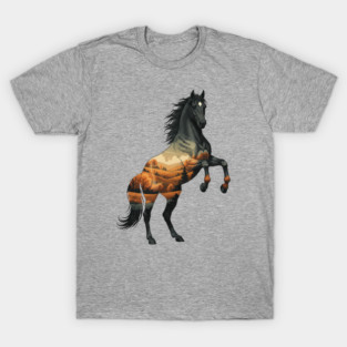 Wild Horse Mustang Plains Double Exposure Nature T-Shirt