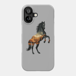 Wild Horse Mustang Plains Double Exposure Nature Phone Case
