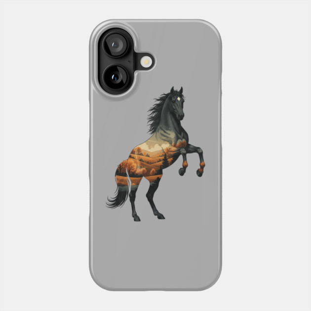 Wild Horse Mustang Plains Double Exposure Nature Phone Case by BirdsnStuff