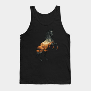 Wild Horse Mustang Plains Double Exposure Nature Tank Top