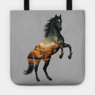 Wild Horse Mustang Plains Double Exposure Nature Tote