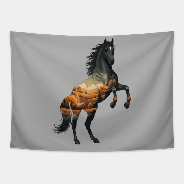 Wild Horse Mustang Plains Double Exposure Nature Tapestry by BirdsnStuff