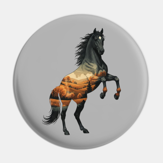 Wild Horse Mustang Plains Double Exposure Nature Pin by BirdsnStuff