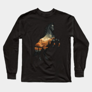Wild Horse Mustang Plains Double Exposure Nature Long Sleeve T-Shirt