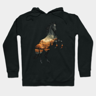 Wild Horse Mustang Plains Double Exposure Nature Hoodie