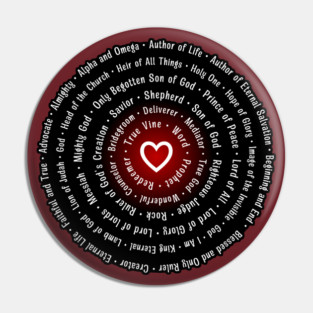 Sacred Names of God & Jesus Heart Design Pin