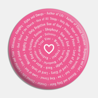 Sacred Names of God & Jesus Heart Design Pin