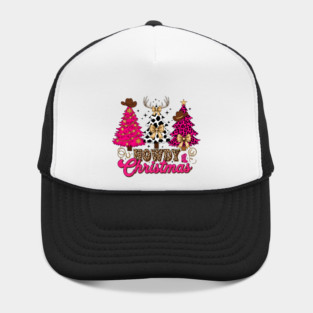 Howdy Christmas Cowgirl Christmas Tree Pink Leopard Xmas Bow Hat