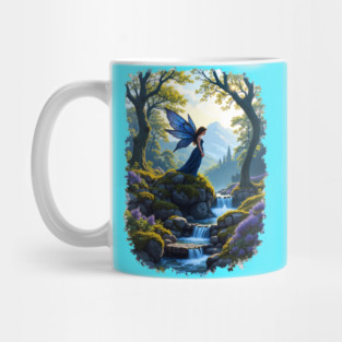 Blue fairie at the waterfall Mug