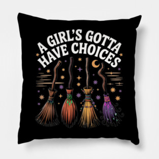 Witchy Vibes Witches Broom Halloween Pillow