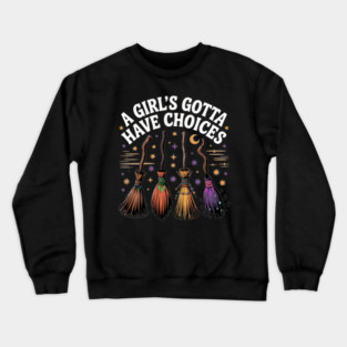 Witchy Vibes Witches Broom Halloween Crewneck Sweatshirt