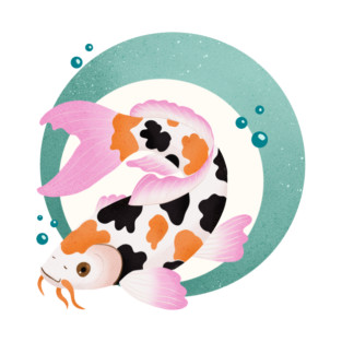 Dreamy Koi Fish - retro bubble badge T-Shirt