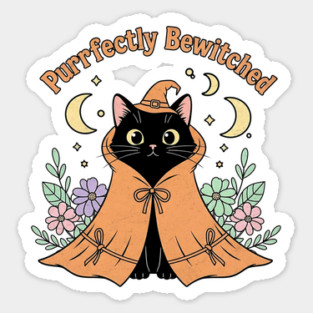 Purrfectly Bewitched – Pastel Witch Cat in Floral Cloak Magnet