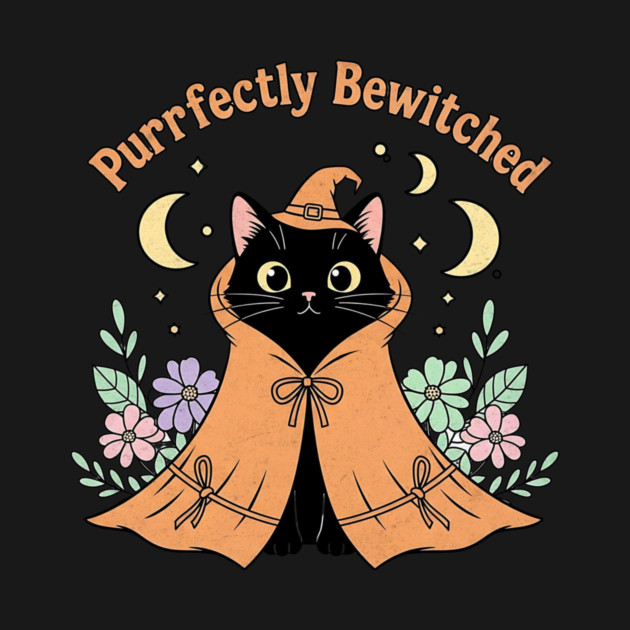 Purrfectly Bewitched – Pastel Witch Cat in Floral Cloak by Designed By Marty