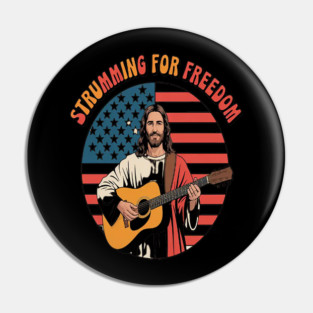 Strumming For Freedom Melodies Of Faith And Liberty Jesus Rocks Pin