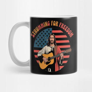 Strumming For Freedom Melodies Of Faith And Liberty Jesus Rocks Mug