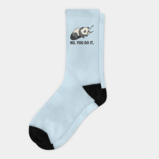 No You Do It Funny Lazy Panda Bear Gift Procrastination Socks