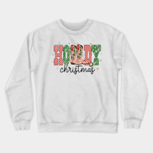 Howdy Christmas Merry Christmas Bow Boots Cowgirl Coquette Crewneck Sweatshirt