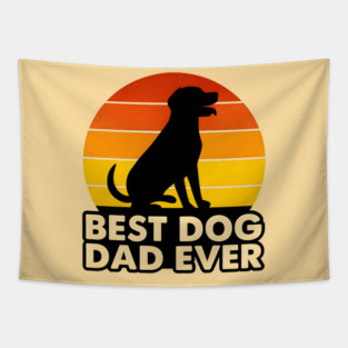Best Dog Dad Ever Retro Sunset Dog Dads Tapestry