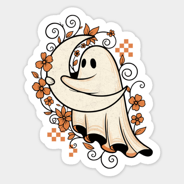 Moonlight Hug – Coquette Ghost with Floral Vibes Magnet by Designed By Marty