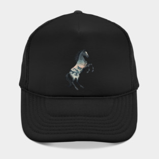 Wild Horse Double Exposure Winter Mountain Forest Hat