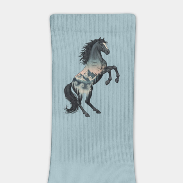 Wild Horse Double Exposure Winter Mountain Forest by BirdsnStuff