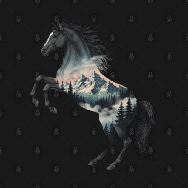 Majestic Wild Horse Double Exposure Mountain Nature by BirdsnStuff