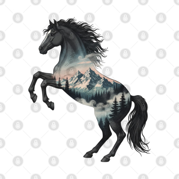 Majestic Wild Horse Double Exposure Mountain Nature by BirdsnStuff