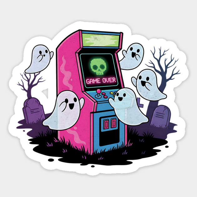 Game Over – Haunted Arcade Ghost Party Magnet by Designed By Marty