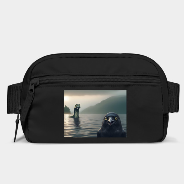 Crow Selfie with Loch Ness Monster Nessie funny photo by Luxinda