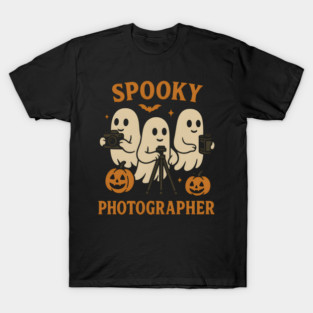 Spooky Photographer Ghost Halloween Camera Graphic T-Shirt