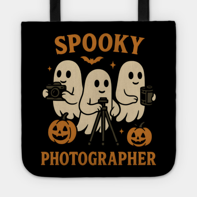 Spooky Photographer Ghost Halloween Camera Graphic Tote by MakerMind8.2